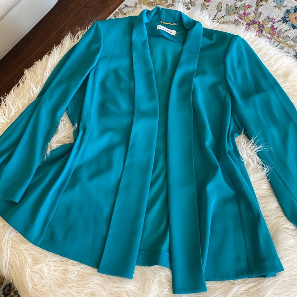 Calvin Klein Teal Open-Front Blazer